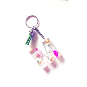 Monogram Resin Personalized letter M keychain